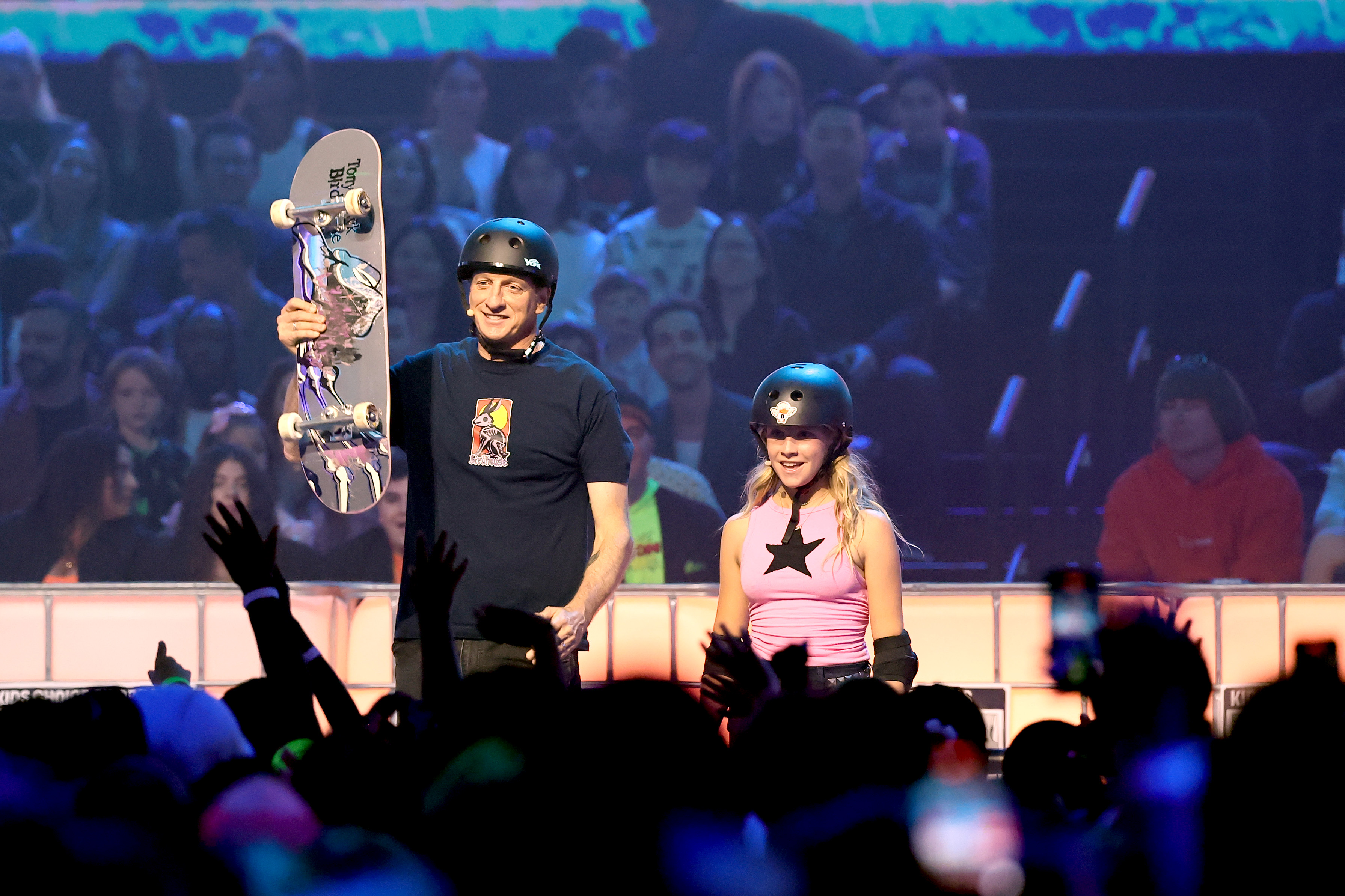 (L-R) Tony Hawk and Katelyn West - Photo by Emma McIntyre/Getty Images for Nickelodeon